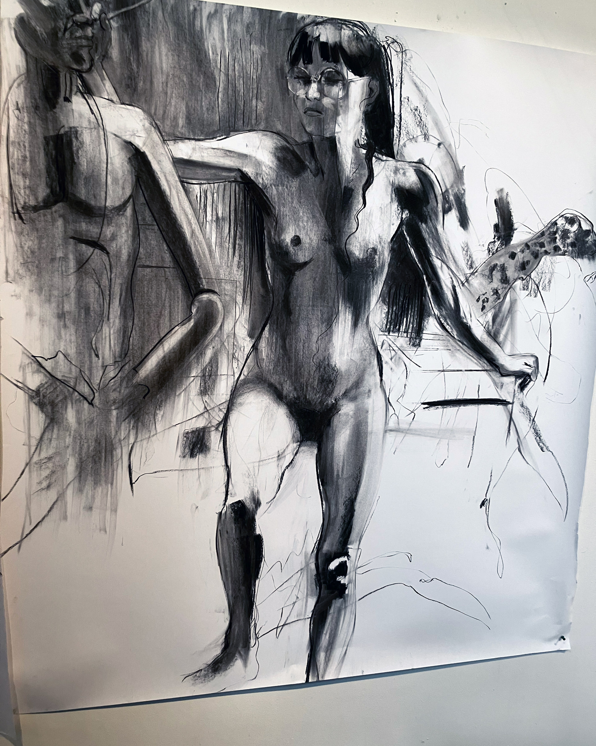 Charcoal drawing, anatomy and abstract study